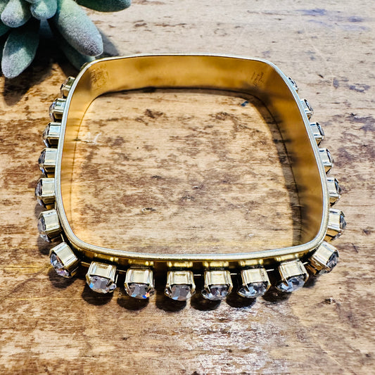 Yochi NY Gold & Rhinestone Square Bangle Bracelet