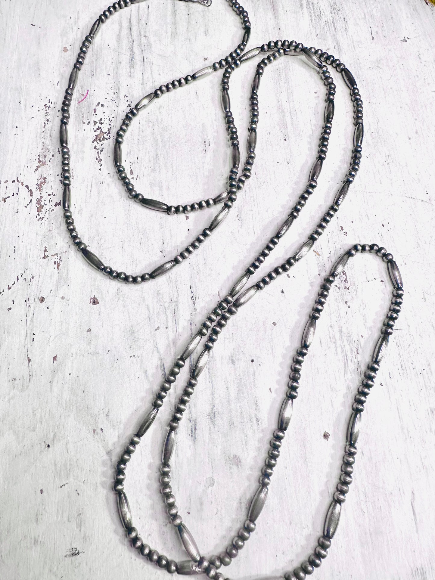60" Pewter Pearl Necklace
