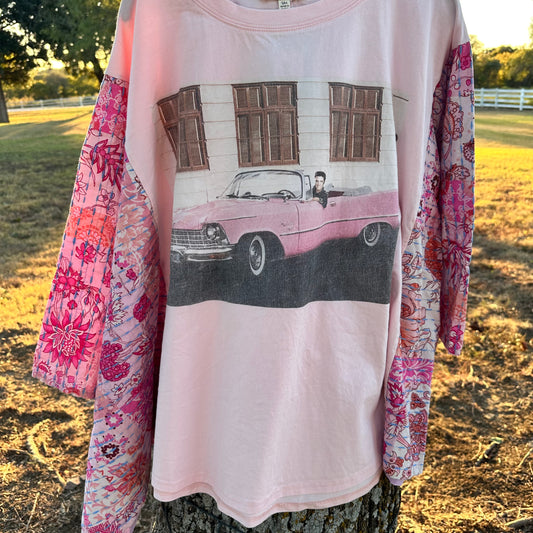 Elvis Print Quilted Sleeve Poncho Top