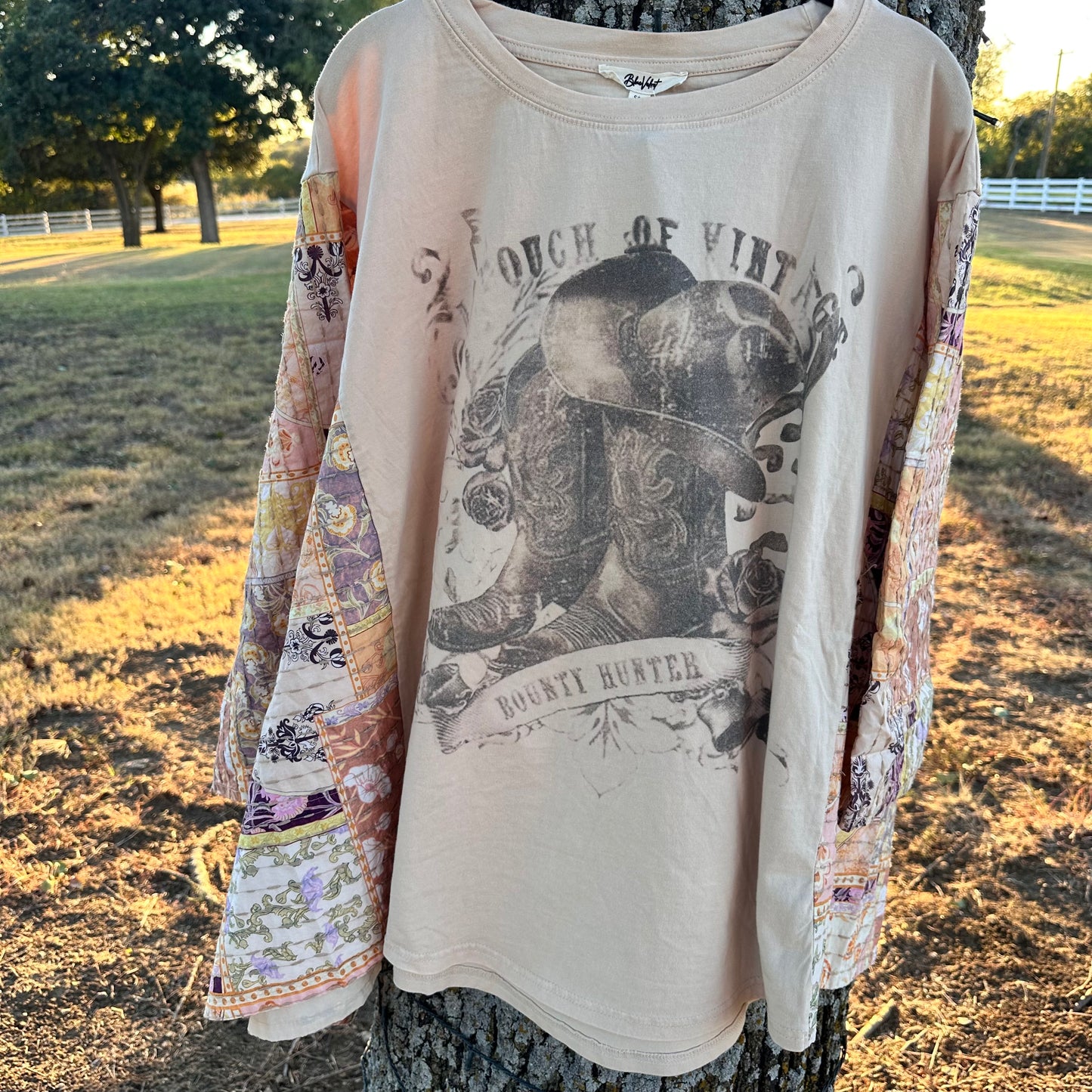 Cowgirl Boots & Hat Quilted Poncho Top