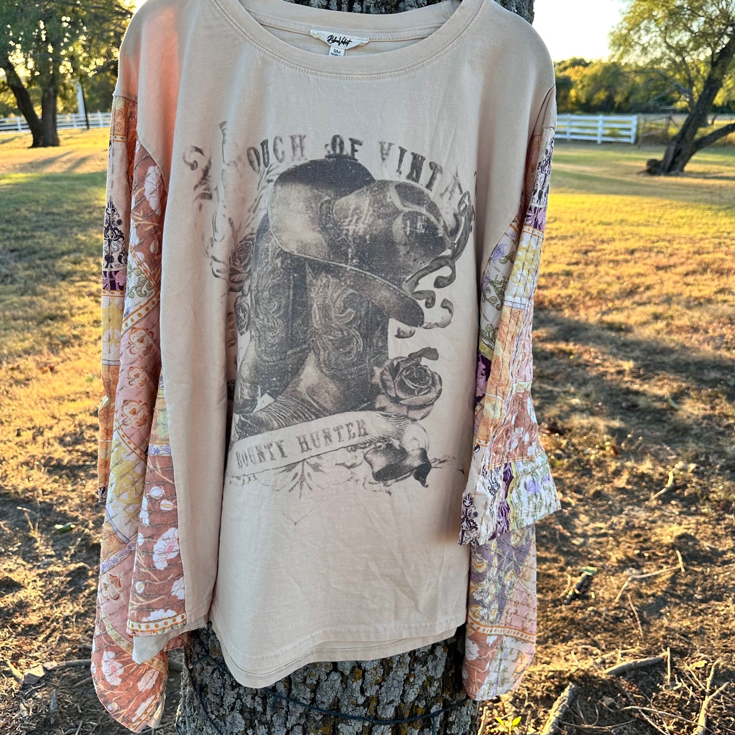 Cowgirl Boots & Hat Quilted Poncho Top