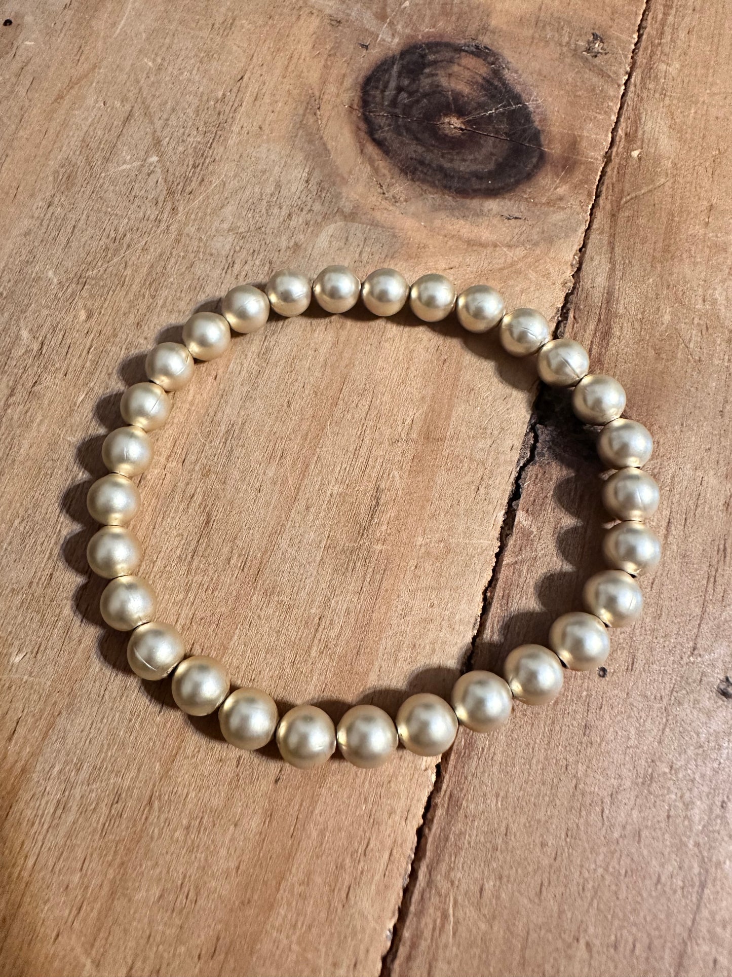 Matte Gold Pearl Stretch Bracelet