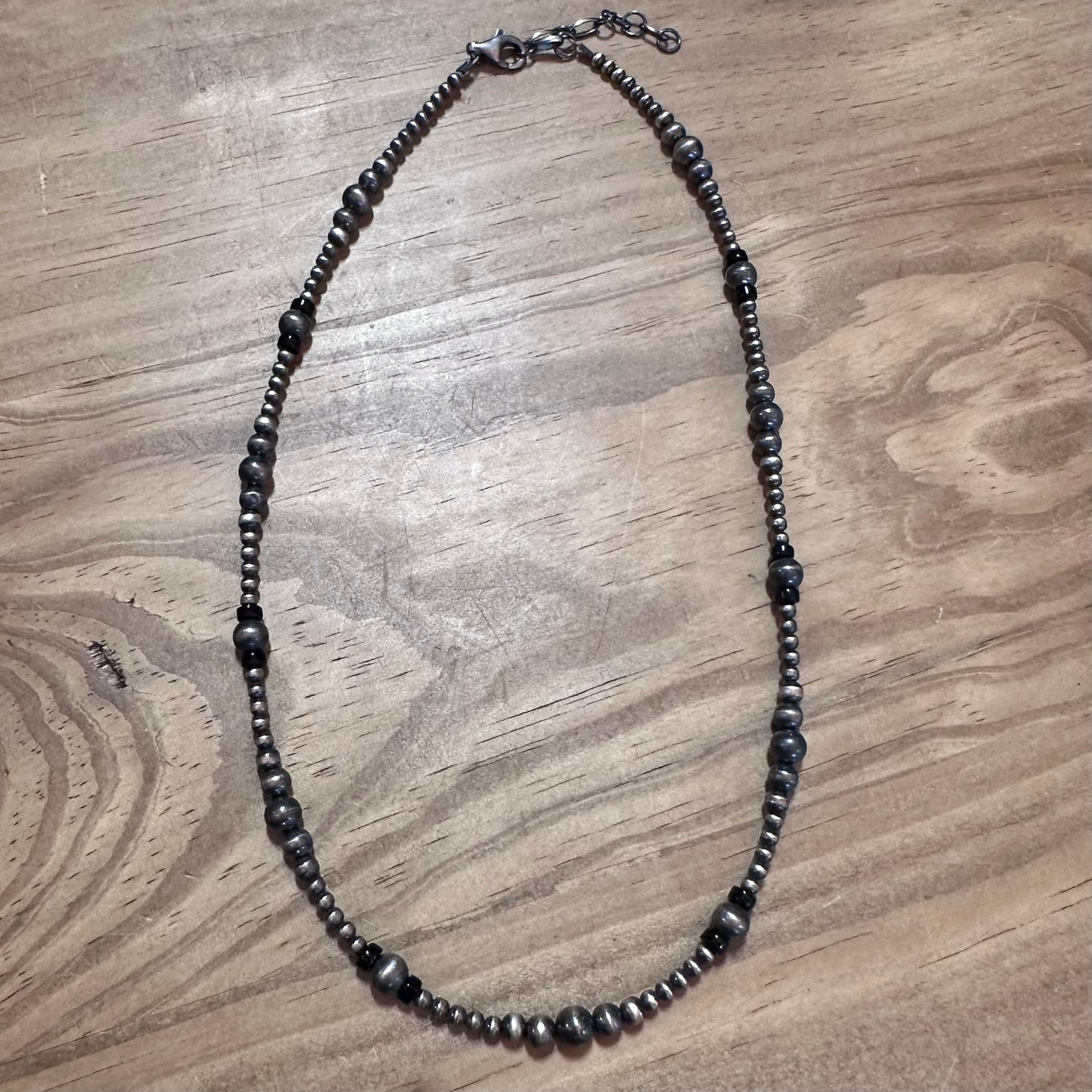 Sterling Silver Pearl & Onyx Necklace