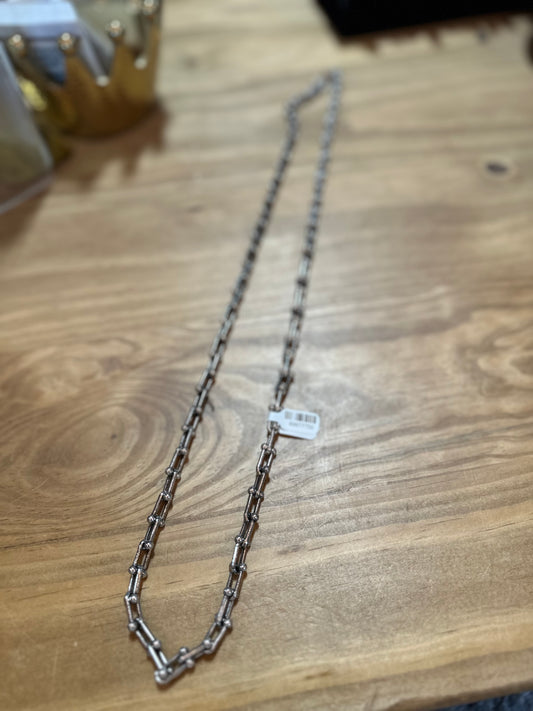 Silver Long Chain Link Necklace