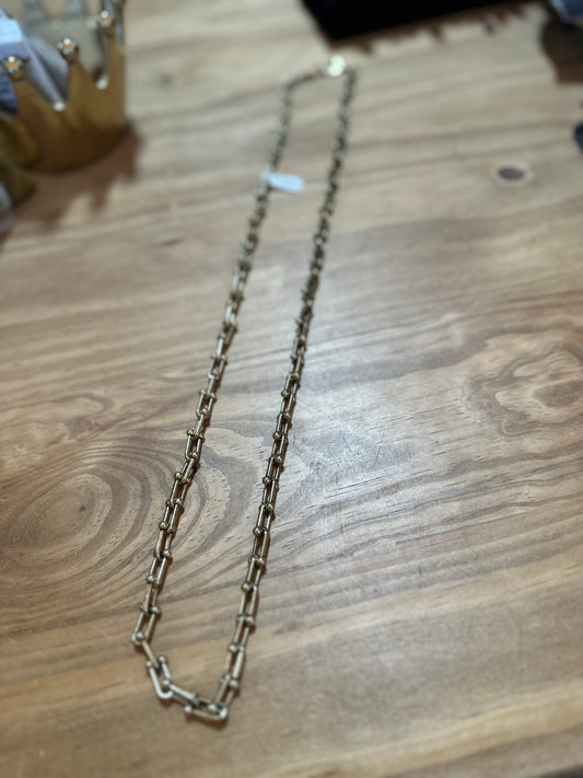 Brass Long Chain Link Necklace