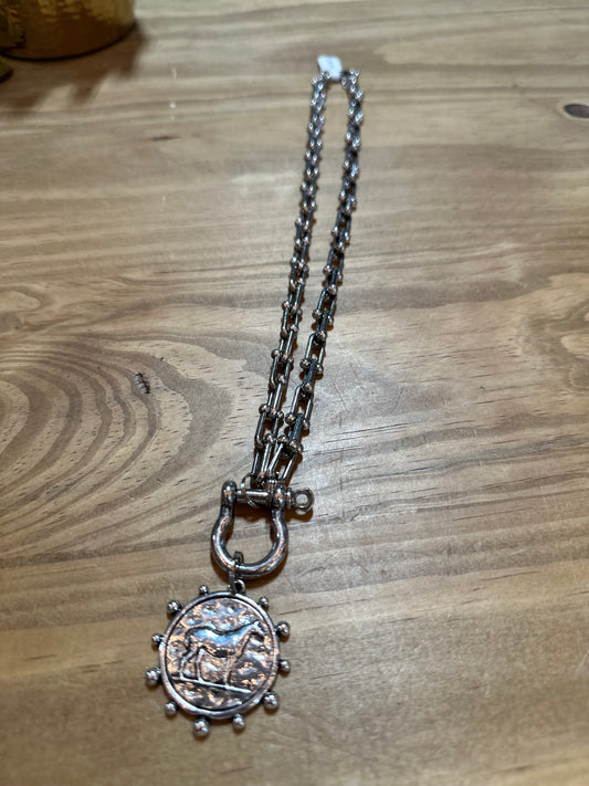 Silver Small Horse Medallion Necklace