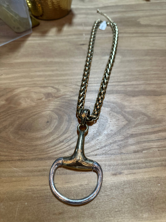 Two Tone Bit Necklace on Brass Rope Chain