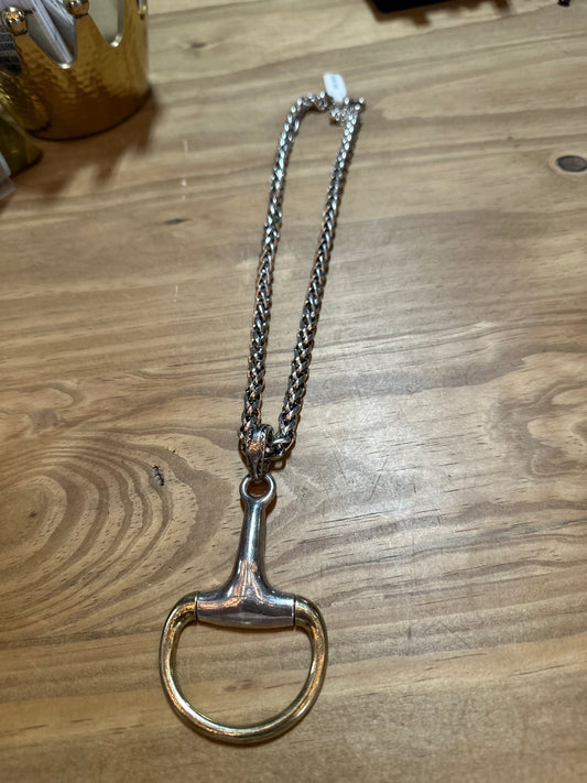 Two Tone Bit Necklace on Silver Rope Chain