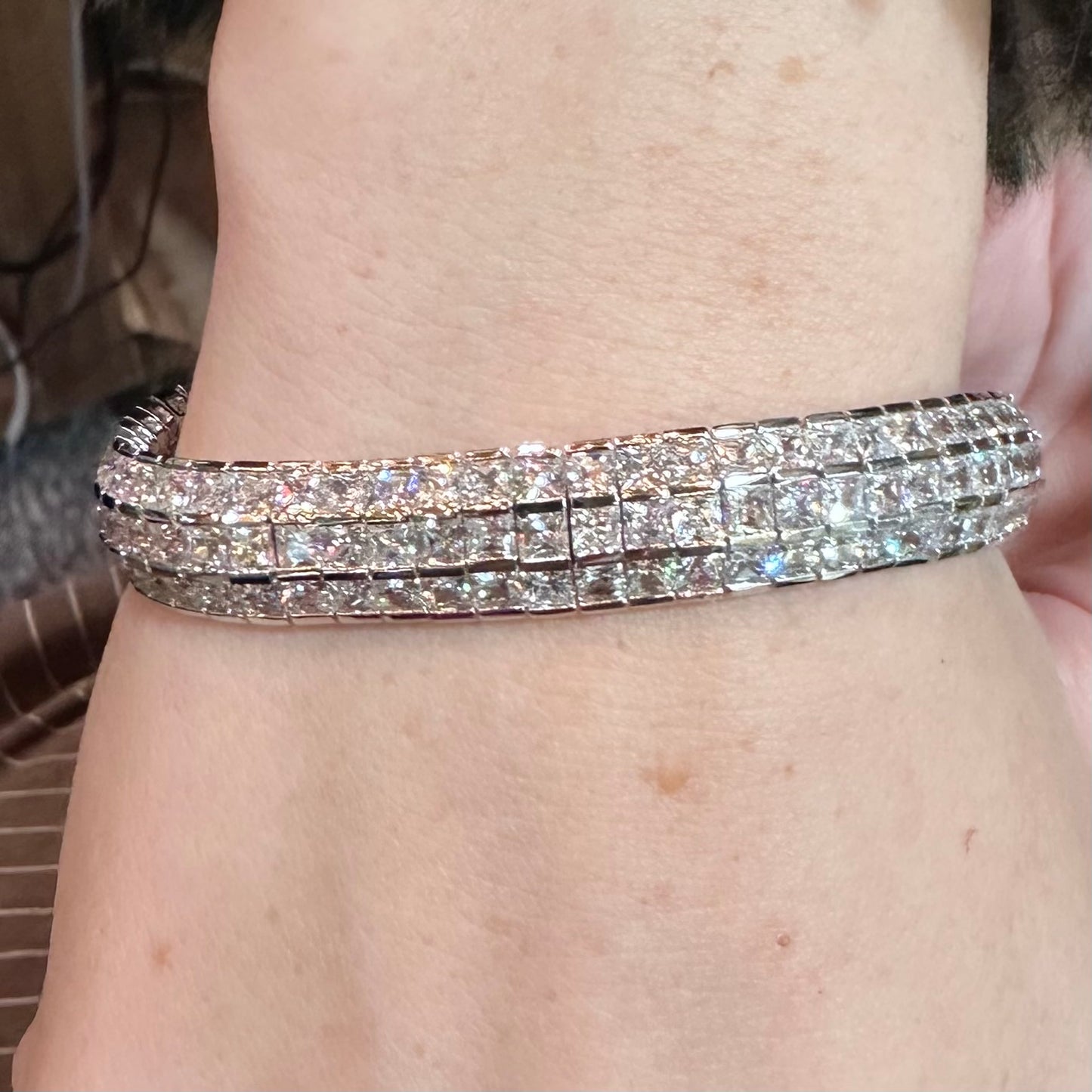 Sterling Silver Triple Row Tennis Bracelet