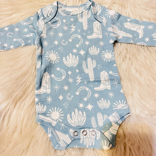 Baby Boy Little Buckaroo Blue Bodysuit