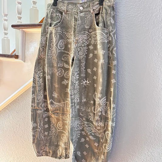 Vintage Army Paisley Barrel Jeans