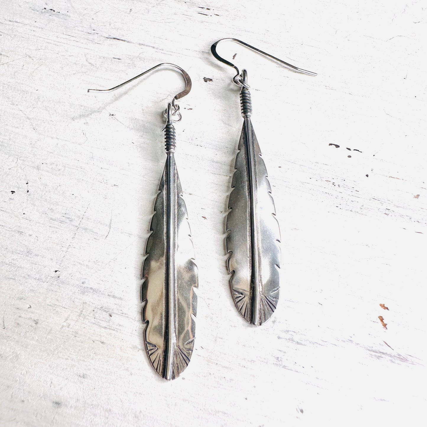 Sterling Feather Dangle Earring