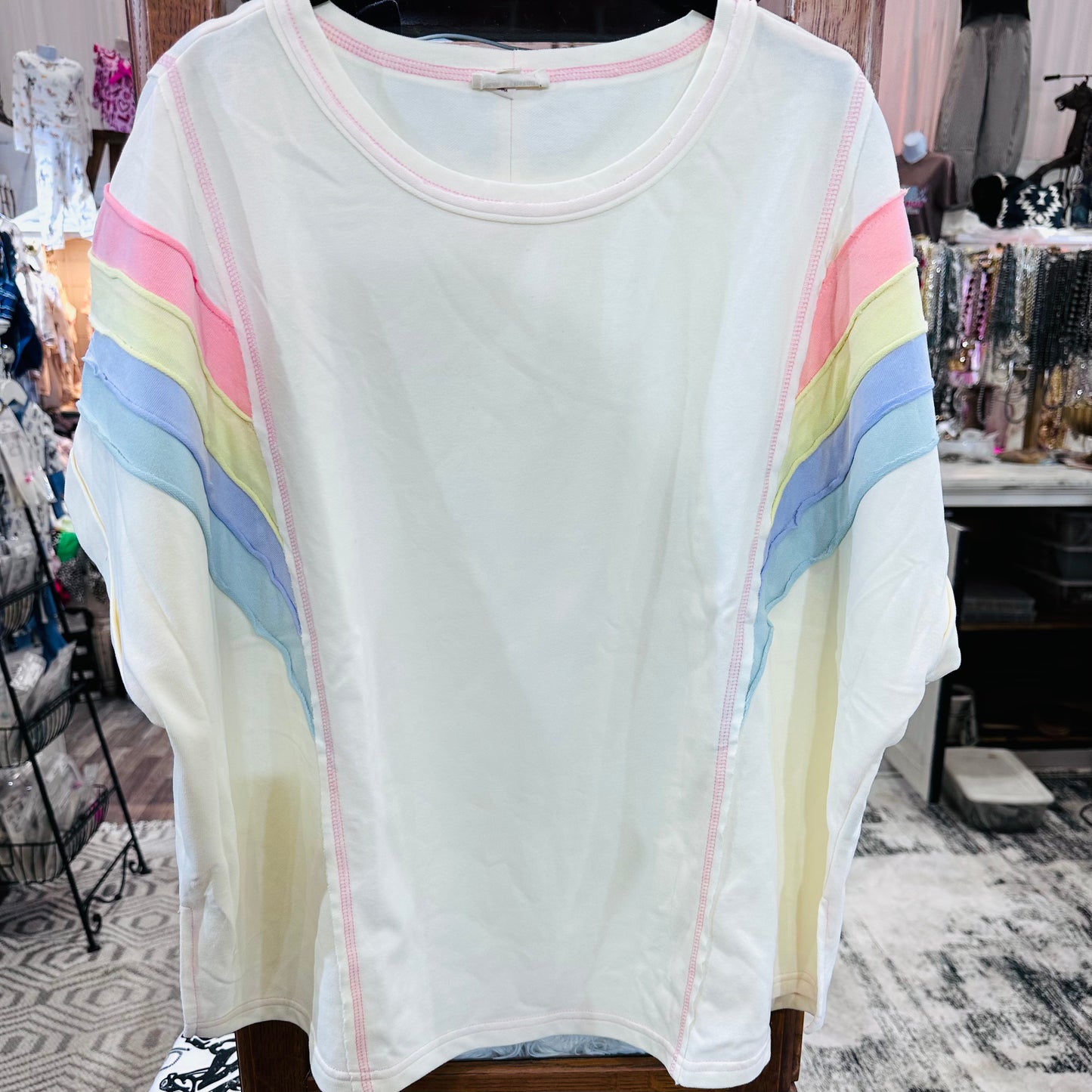 Rainbow Shoulder Washed Top
