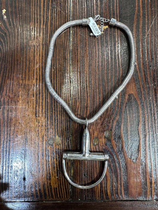 Large Silver Round Herringbone Bit Necklace