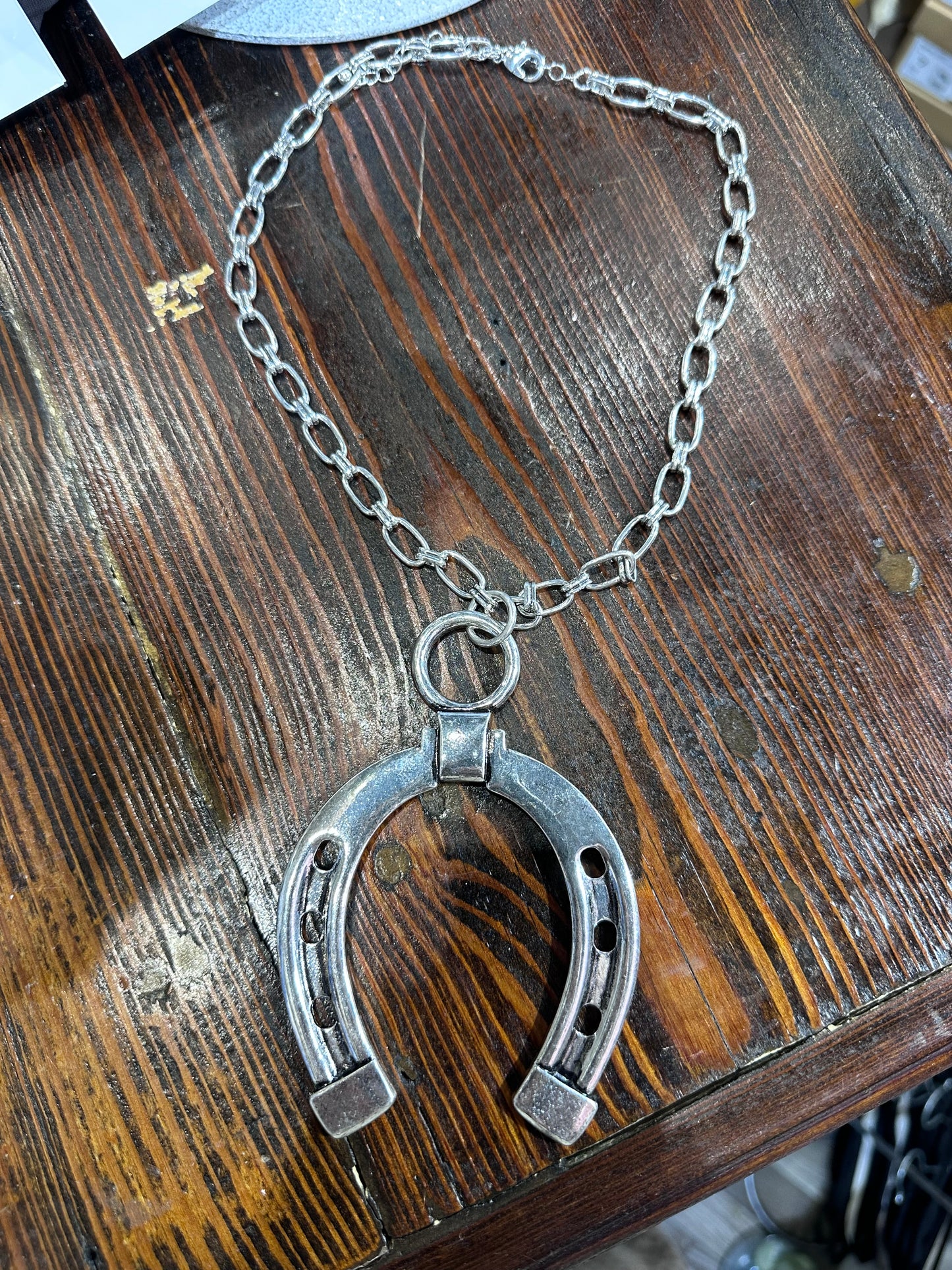 Large Silver Horseshoe Necklace