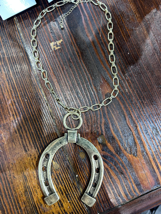 Large Gold Horseshoe Necklace