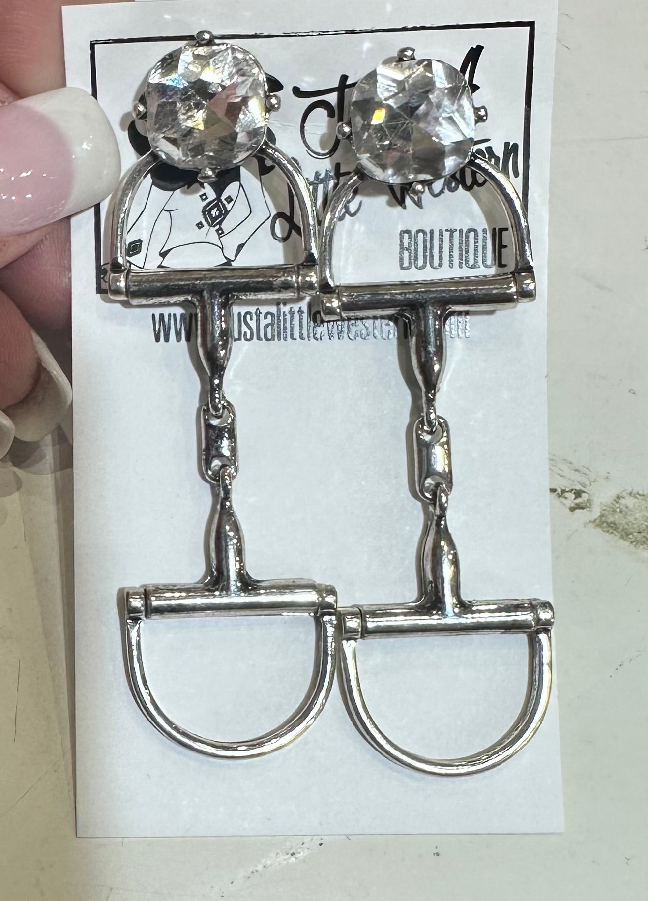 Silver Crystal Full Bit Earrings