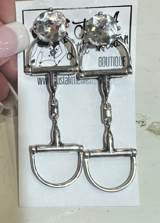 Silver Crystal Full Bit Earrings
