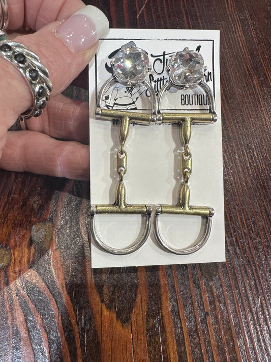 Two Tone Crystal Full Bit Earrings