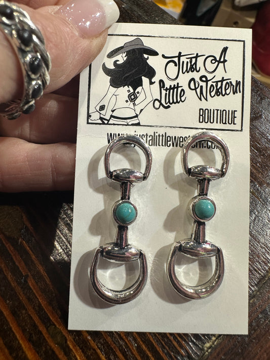 Silver & Turquoise Stone Full Bit Earring