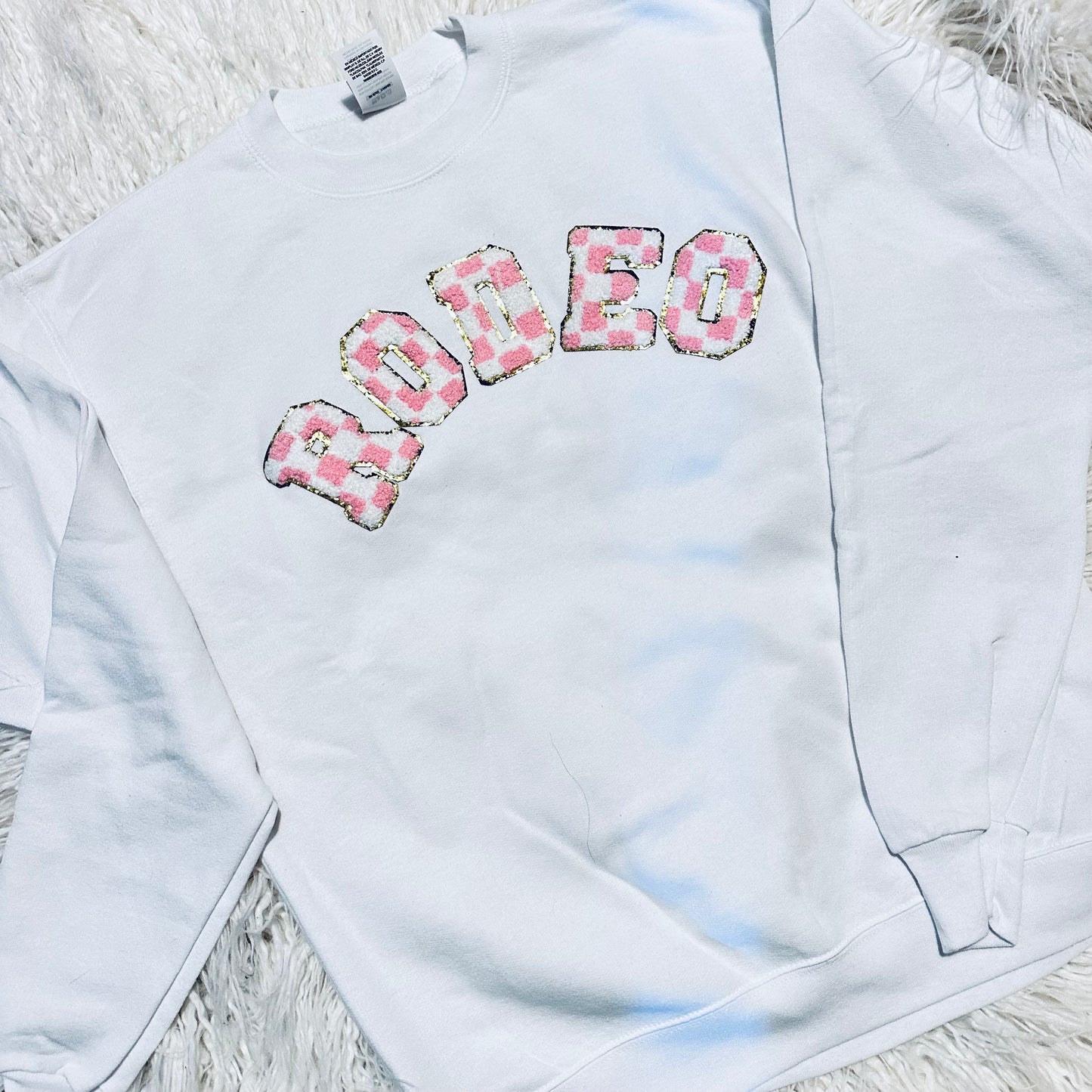 Pink Checkered Rodeo Sequin Sweatshirt