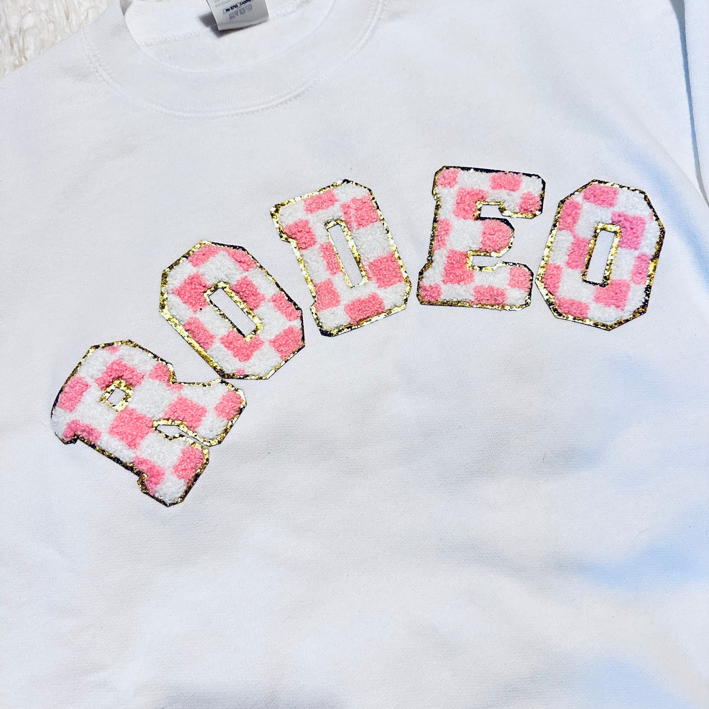 Pink Checkered Rodeo Sequin Sweatshirt