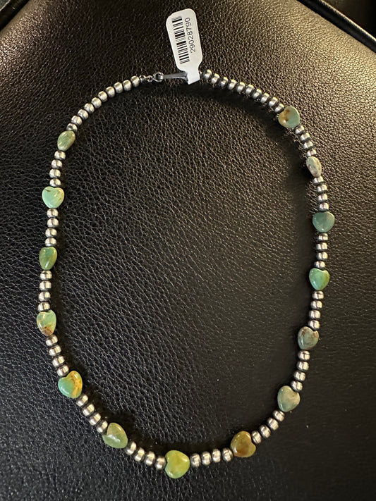 16" 4mm Sterling Pearl & Turquoise Bead Necklace