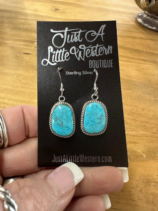 Sterling Silver & Blue Turquoise Slab Earring