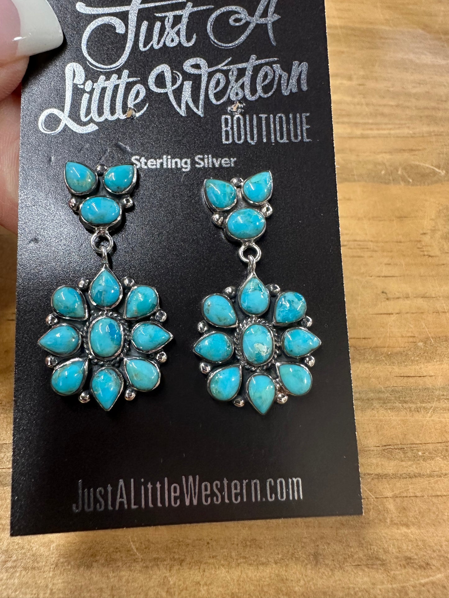 Sterling Silver Turquoise Cluster Drop Earrings