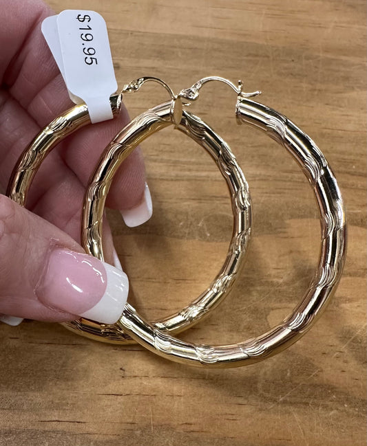 Hammer Finish Gold Hoop Earrings