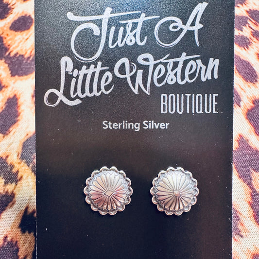 Sterling Scalloped Concho Stud Earrings