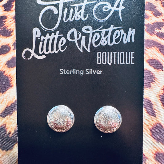 Sterling Round Concho Stud Earrings