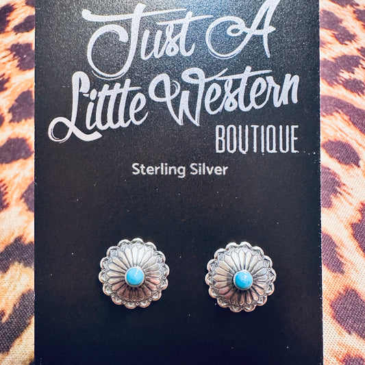 Sterling & Turquoise Concho Stud Earrings