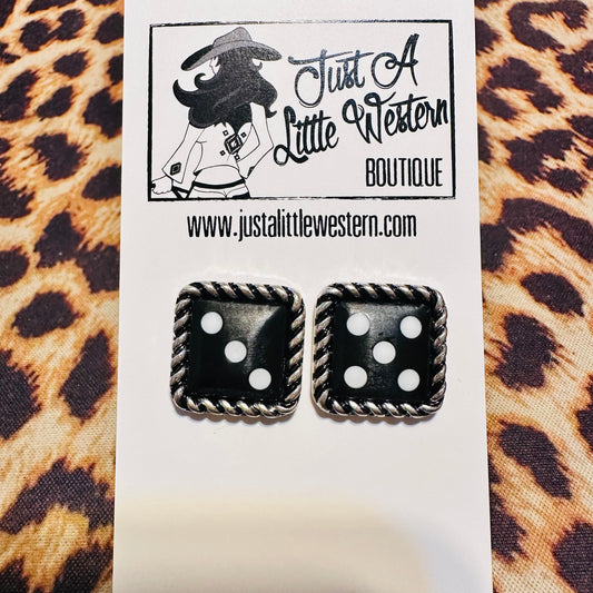 Black Dice Stud Earrings