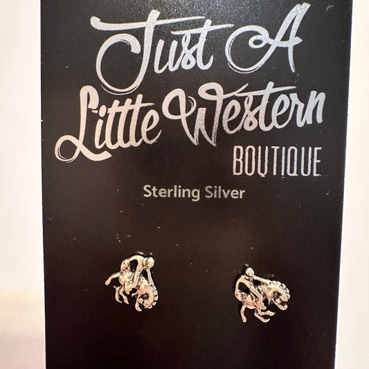 Sterling Bucking Bronc Stud Earrings