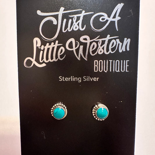 Sterling & Turquoise Beaded Stud Earrings