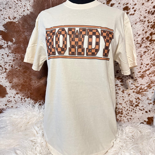 Brown Check "Howdy" Tee