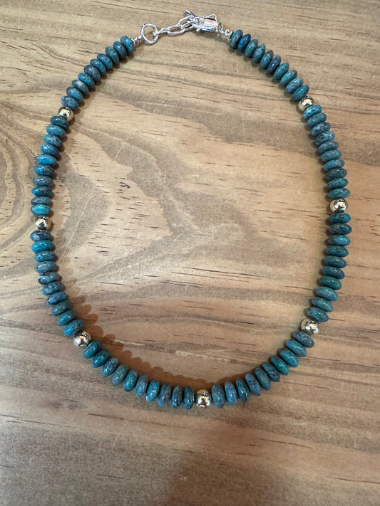 Turquoise Saucer Beads with 5mm 14K Gold Fill Beads