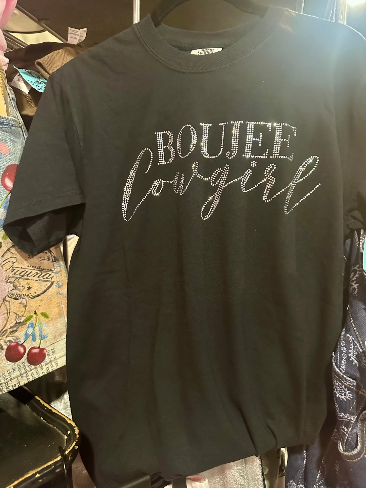 Crystal Boujee Cowgirl Tee- Black