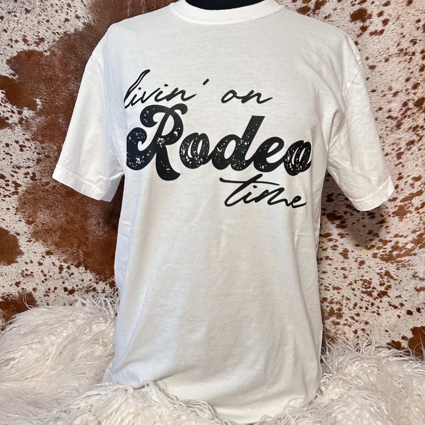 White Livin On Rodeo Time Tee