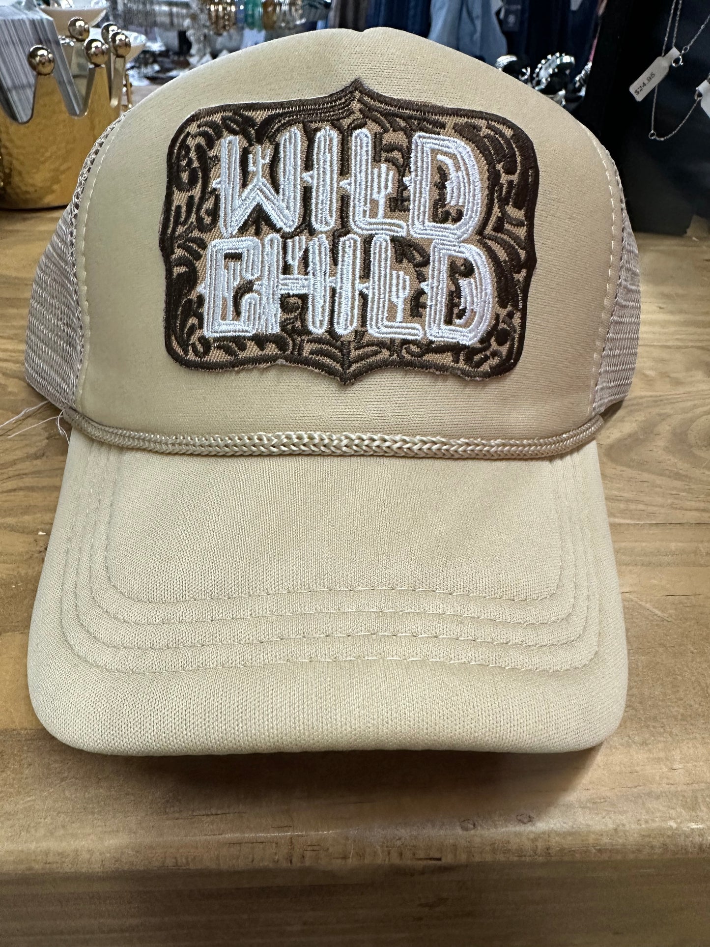 Wild Child Beige Trucker Cap