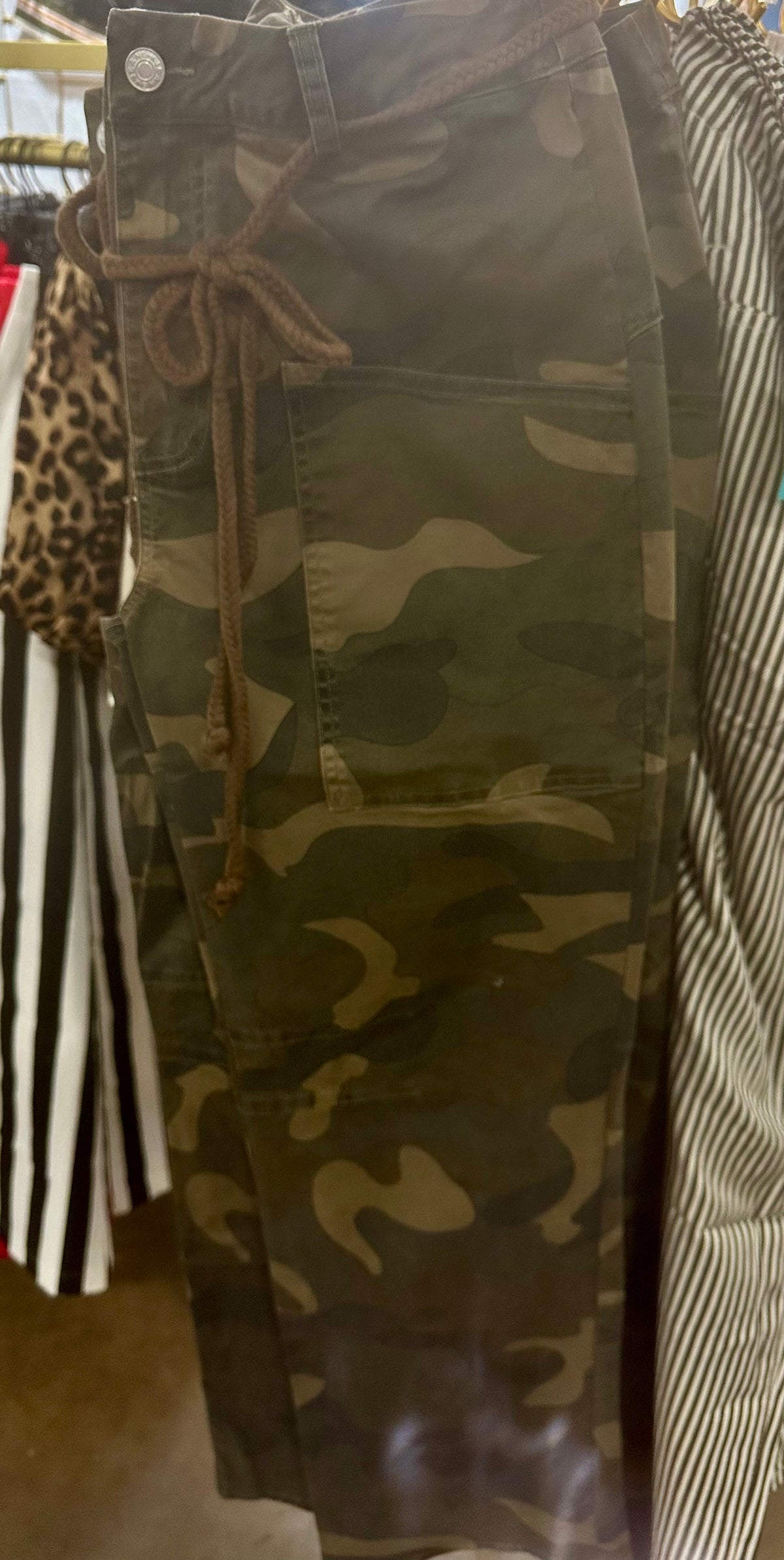 Dark Olive Camo Print Pants