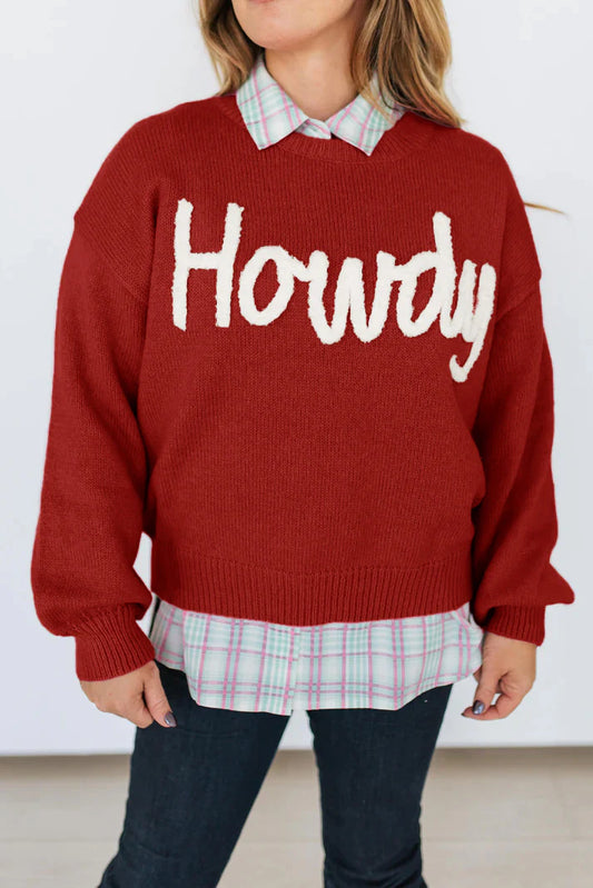 Red Howdy Long Sleeve Sweater