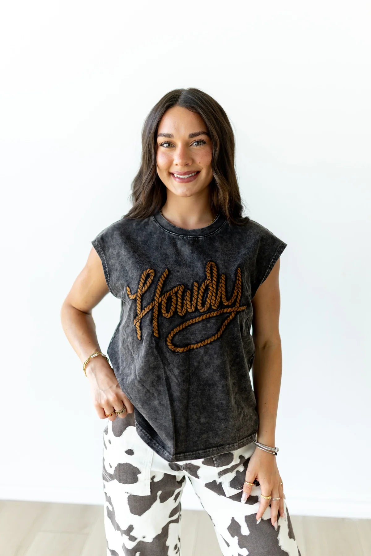Vintage Black Howdy Tank Top