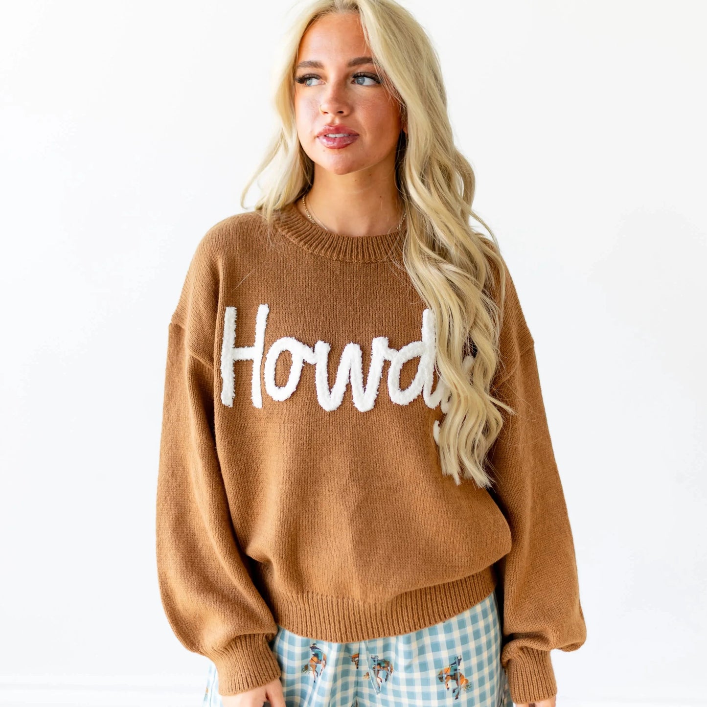 Brown Howdy Long Sleeve Sweater