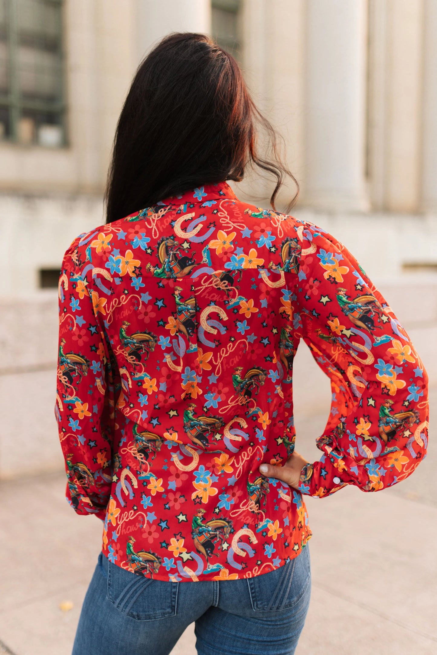 Red Yee Haw Bow Tie Top