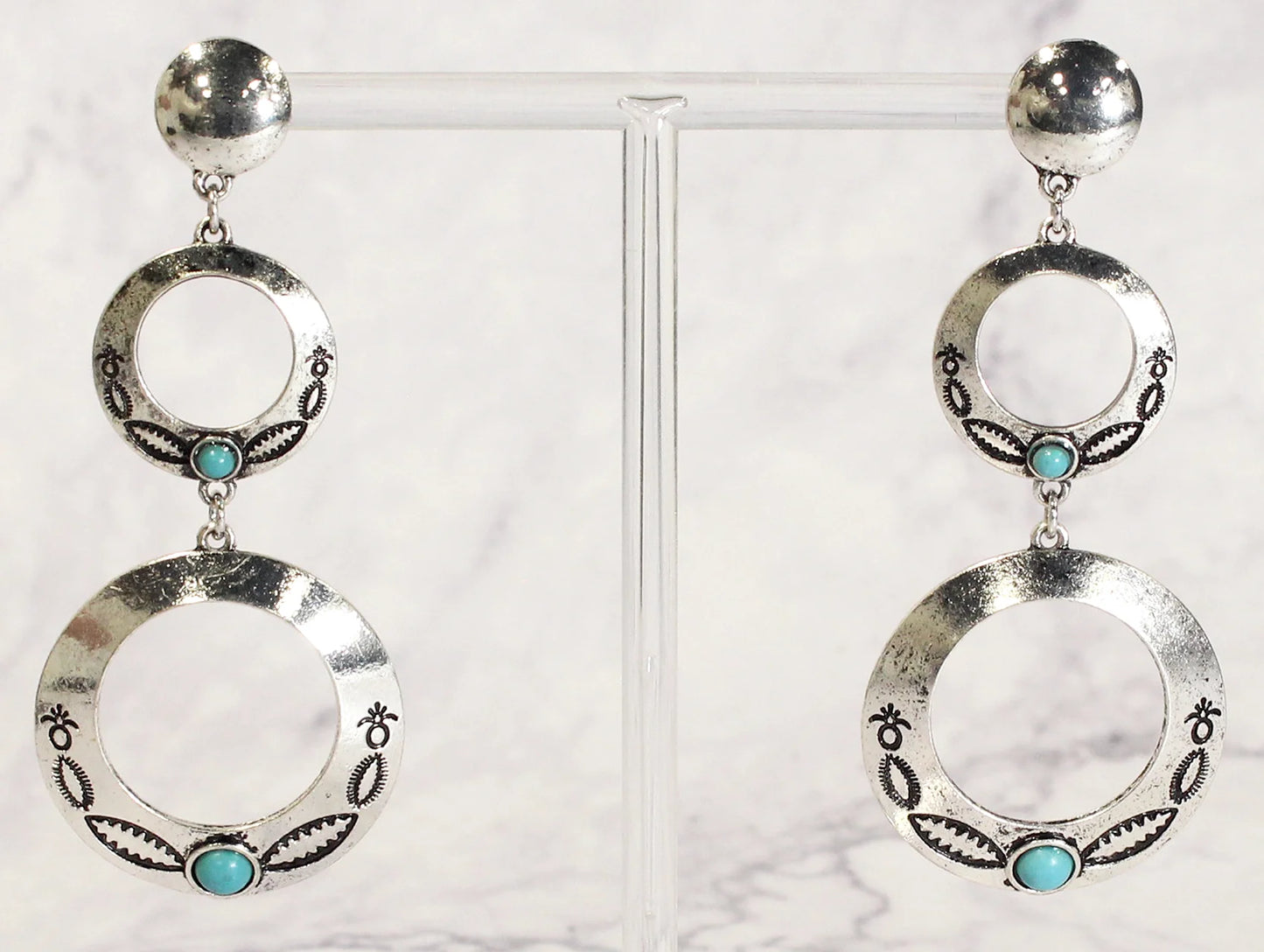 Double Open Hoop & Turquoise Earrings