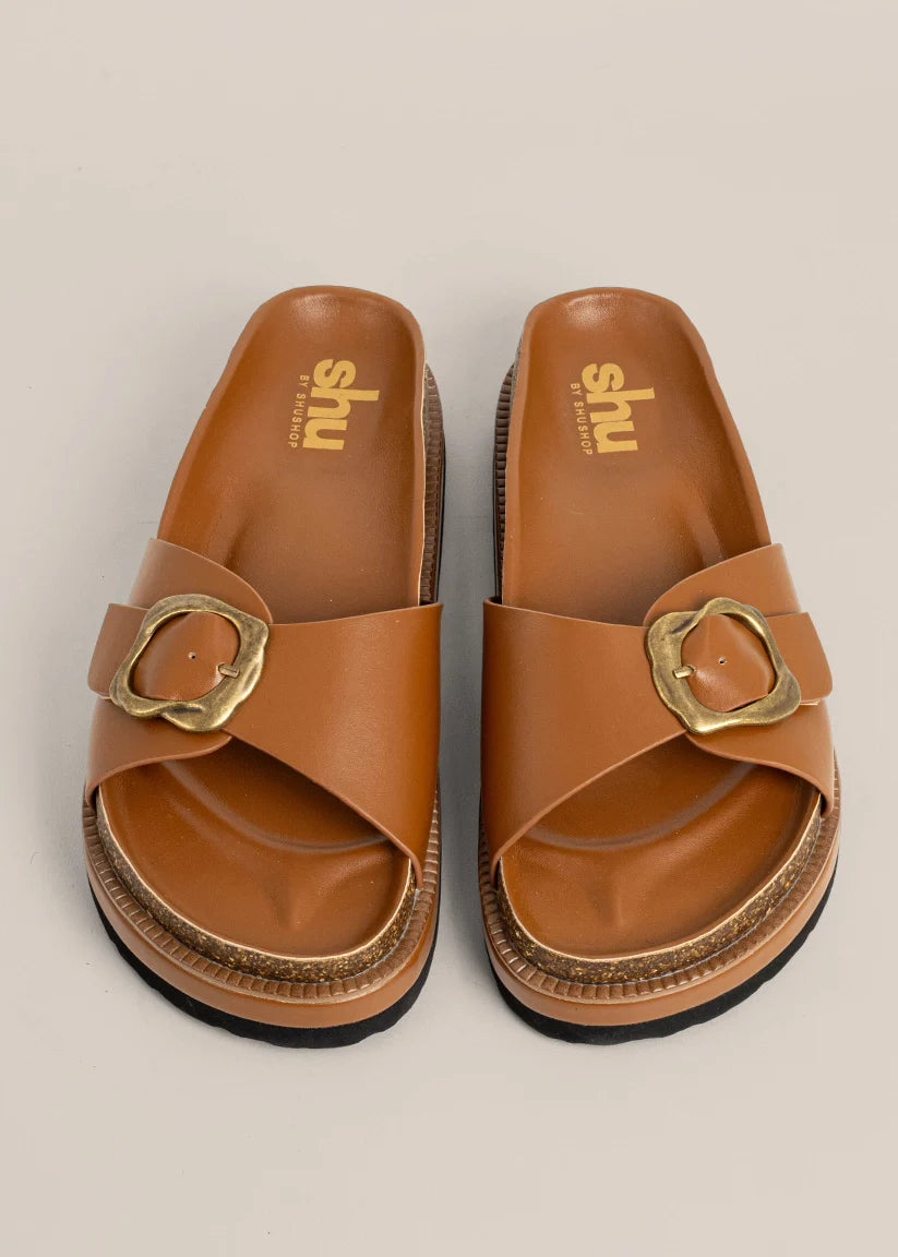 Shushop Joy Tan Slide Sandal