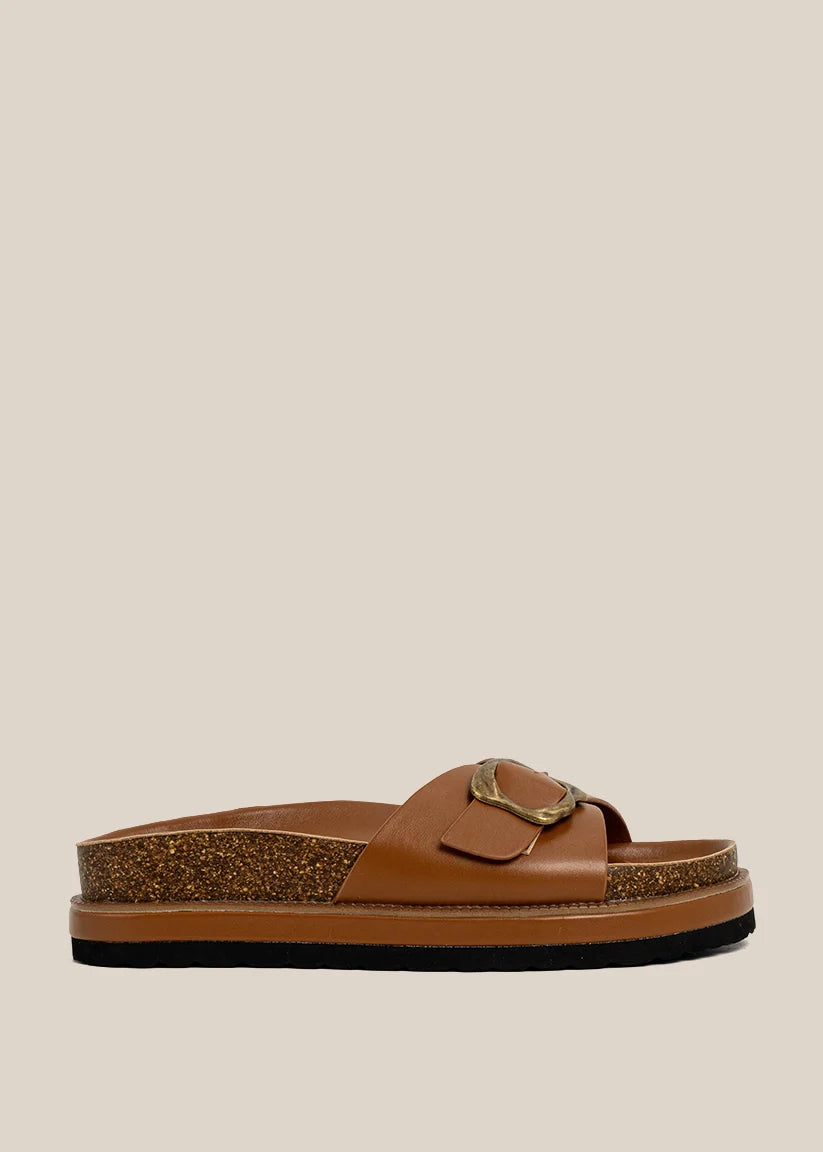 Shushop Joy Tan Slide Sandal