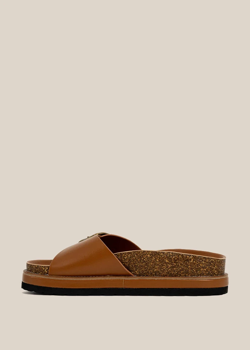 Shushop Joy Tan Slide Sandal